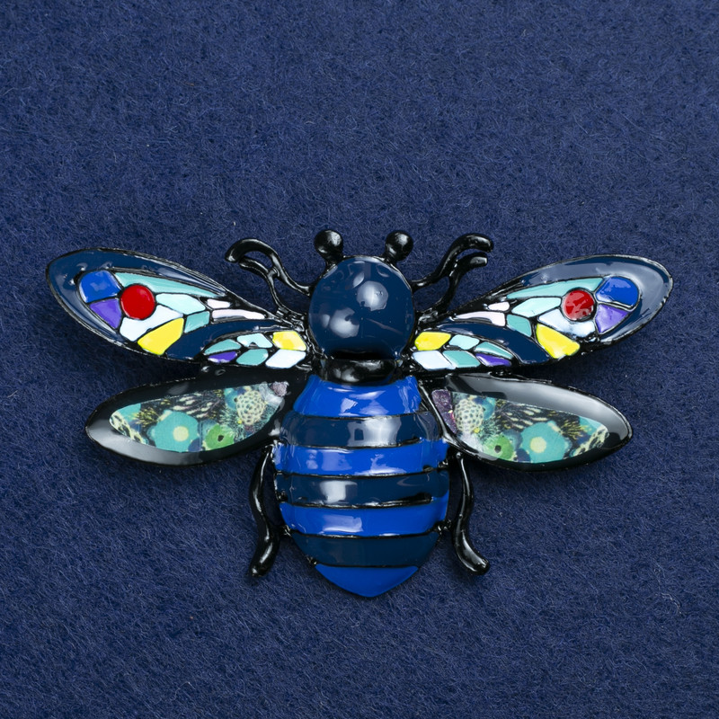 Sale! Beetle Brooch, Silvery Metal and Enamel, 70x42 mm +