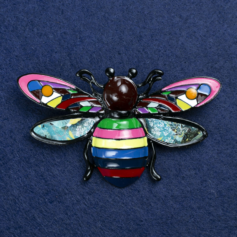 Sale! Beetle Brooch in Silver-Tone Metal and Enamel 70×42 mm +