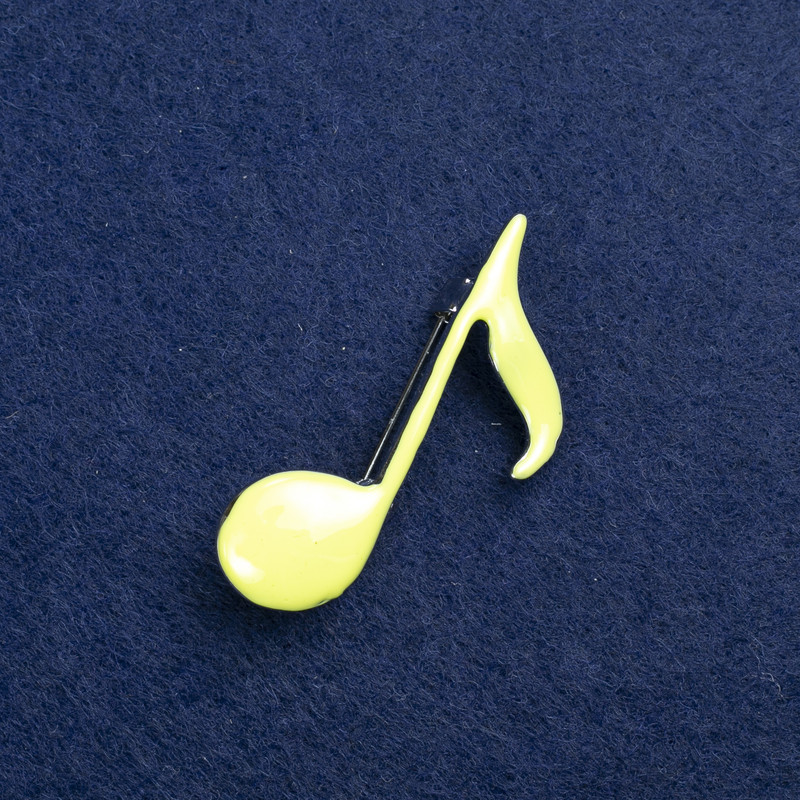 Sale! Brooch 'Note' silver-tone metal and enamel 25×45 mm +