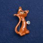 Sale! Cat Brooch in Gold-Tone Metal and Enamel 50×30 mm +