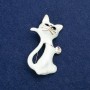Sale! Cat Brooch in Gold-Tone Metal, Enamel and Crystal 50×30 mm +