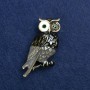 Sale! Owl Brooch - Golden Metal, Enamel and Crystals, 42×28 mm