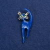 Sale! Cat Brooch in Gold-Tone Metal, Enamel and Crystals, 45x40 mm +