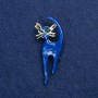 Sale! Cat Brooch in Gold-Tone Metal, Enamel and Crystals, 45x40 mm +