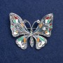 Butterfly Brooch, Silver-Tone Metal with Enamel and Rhinestones 54×45 mm +