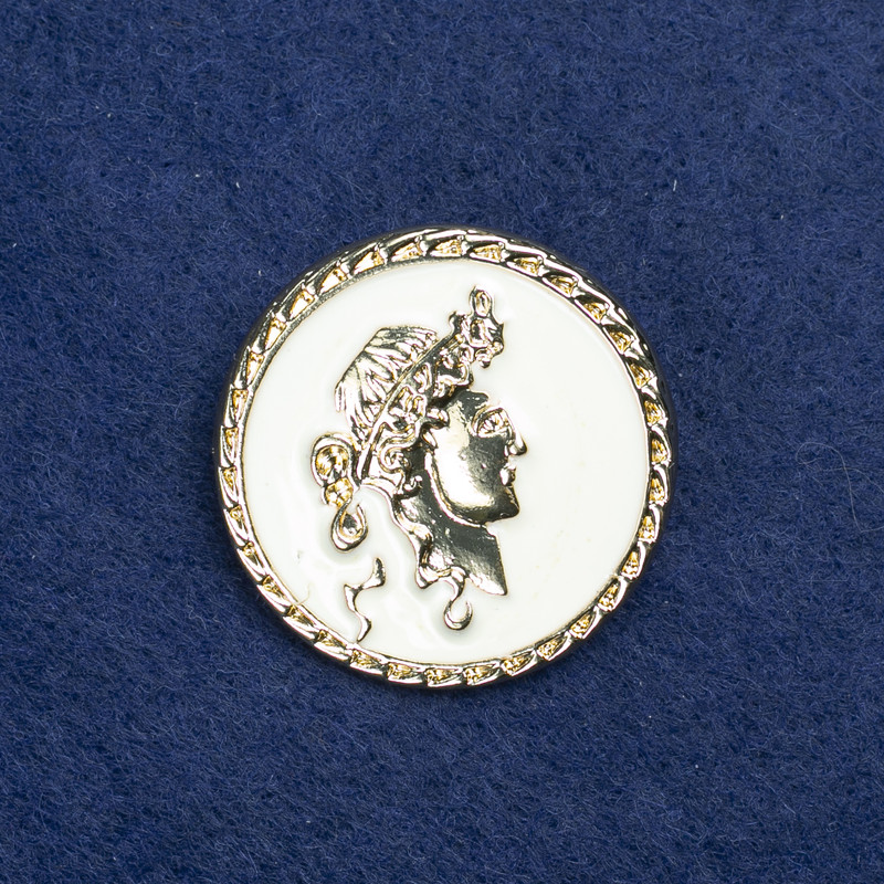 Sale! Cameo Brooch in Golden Metal and Enamel 34 mm