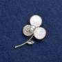 Sale! Flower Brooch with golden metal, mother-of-pearl, crystals and beads 44×27 mm +