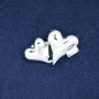 Sale! Brooch 'Hearts' with silver-tone metal and crystals 38×24 mm +