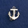 Sale! Anchor Brooch in Gold-Tone Metal, Mother-of-Pearl and Crystals, 30x28 mm +