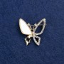 Sale! Butterfly Brooch, Gold-tone Metal, Mother-of-Pearl and Rhinestones, 27mm+