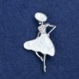 Sale! Brooch 'Lady in a Hat' with silver-toned metal, mother-of-pearl and rhinestones 48×27 mm +