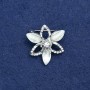 Sale! Flower Brooch in silver-tone metal, crystals and white rhinestones, 27 mm +