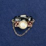 Sale! Camera-shaped Brooch in Gold-Tone Metal, Cat's Eye, Enamel and Crystals 32×15 mm +