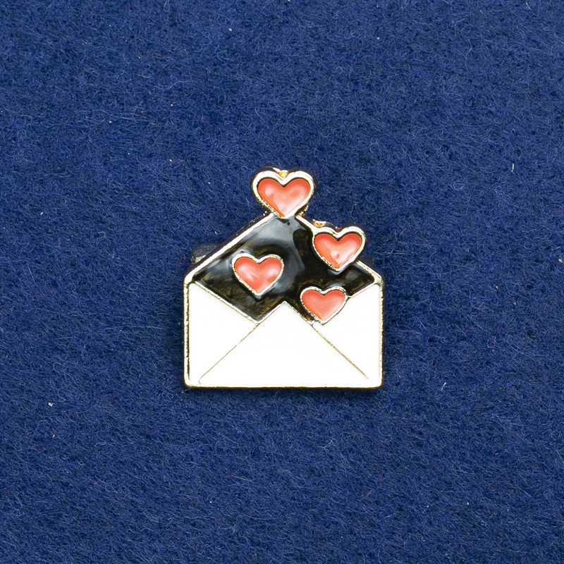 Sale! Envelope Brooch Gold-tone Metal and Enamel 20×24 mm +