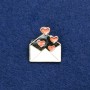 Sale! Envelope Brooch Gold-tone Metal and Enamel 20×24 mm +