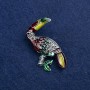 Sale! Toucan Brooch in Silver-Tone Metal with Enamel and Rhinestones 45×40 mm +