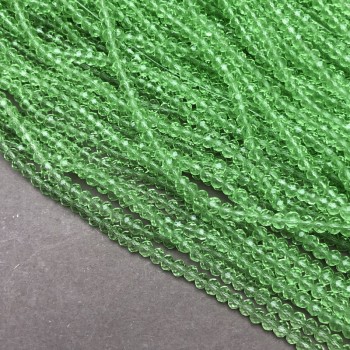 Beads Czech Crystal on Thread Lime Transparent Faceted Rondelle, Diameter 3.5 x 3 mm, Length 36–38 cm