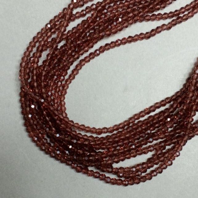 Czech Crystal Beads on Fishing Line Brown Transparent Faceted Rondelle, Diameter 3.5×3 mm, Length 32 cm
