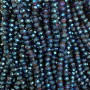 Beads Czech Crystal blue with gasoline coating, faceted rondel, diameter 6x5mm, length 40cm