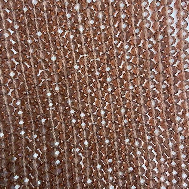 Beads of Czech Crystal on beading thread, brown transparent faceted rondel, diameter 6x5 mm, length 40-42 cm + -