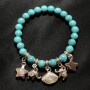 Bracelet with Turquoise (made) and Charms, bead diameter 8 mm, length 18 cm