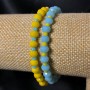 Pair elastic bracelet with Czech crystal Ukraine faceted rondel, diameter 6x4 mm, length 18 cm ±