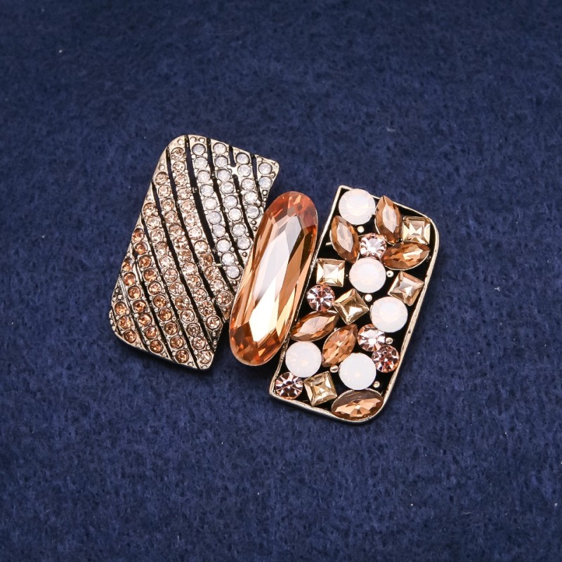 Brooch 'Accent Order of Beauty' with Yellow Rhinestones, Gold-Tone Metal, 34x45mm