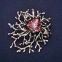 Large Accent Brooch with Lilac Stone, 58×62 mm, Silver Metal