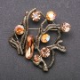 Large Accent Brooch with Yellow Crystals 'Chameleon' Yellow Metal 55×55 mm