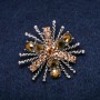 Brooch 'Order of Beauty' 45×40 mm crystals, yellow color, silver-toned metal