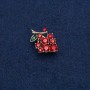 Grapes Brooch-Pendant, golden metal with red stones 29x20 mm +