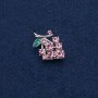 Grapes Brooch-Pendant, silver-toned metal with pink stones 29x20mm +