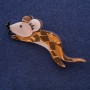 Brooch 'Mouse with Mother-of-Pearl' 75 x 24 mm Gray Metal