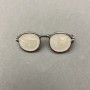Glasses Brooch with Mother-of-Pearl Enamel, Silver Metal 15x40mm