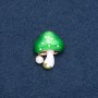 Brooch 'Mushroom' green cap 23x30 mm metal color 'gold'