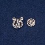 Brooch 'Lyre' with White Crystals, Light Metal 17×15 mm +