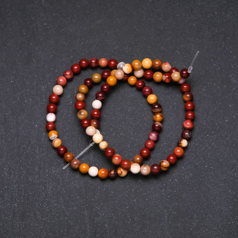 Mookaite Jasper Beads - Smooth Round Beads, 4–5 mm Diameter, 38 cm Strand