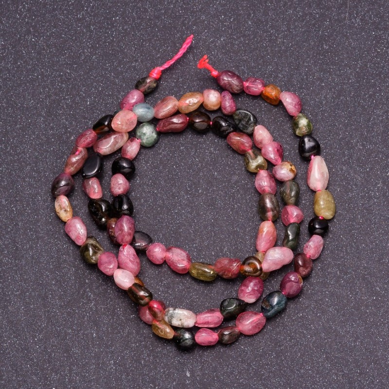 Natural stone tourmaline beads, faceted, 4x6 mm, 40 cm strand