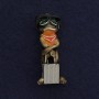 Brooch pendant 'Frog with a suitcase' silver metal brown enamel 45×18 mm +