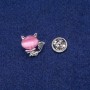 Kitty Brooch with Cat's Eye Cabochon and Crystals 16×17 mm, Silver-Toned Metal
