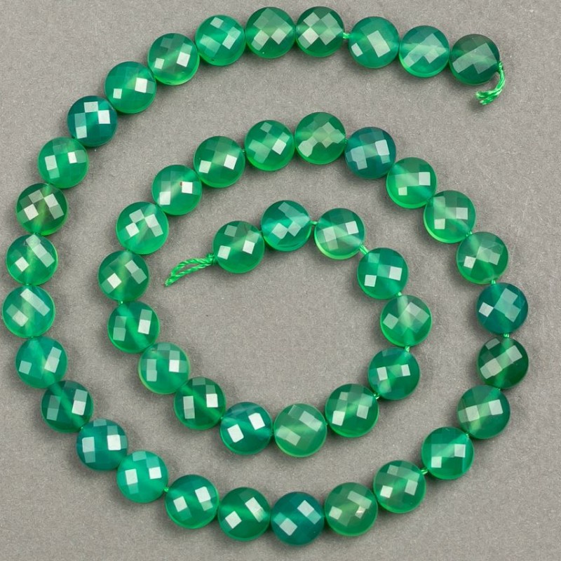Strand of faceted agate coin beads, 8×5 mm, length 39 cm +