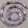 Beads on a thread of natural amethyst, faceted 10×6 mm, length 39 cm ± with seed beads (3×2 mm)