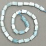 Beads on thread natural gemstone Aquamarine, faceted 10×6 mm, length 40 cm ± (with seed beads 3×2)