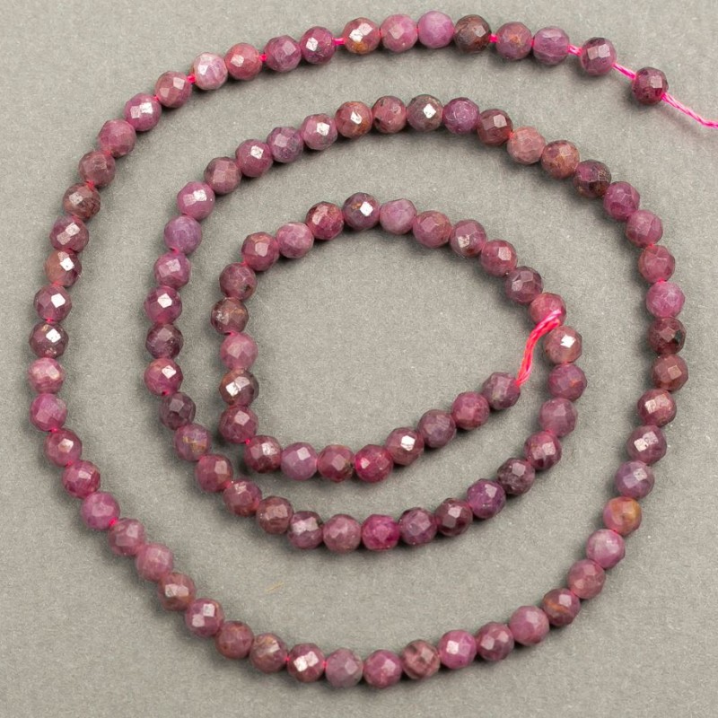Natural Tourmaline Faceted Beads on Thread, 4 mm Diameter, 39 cm Length +