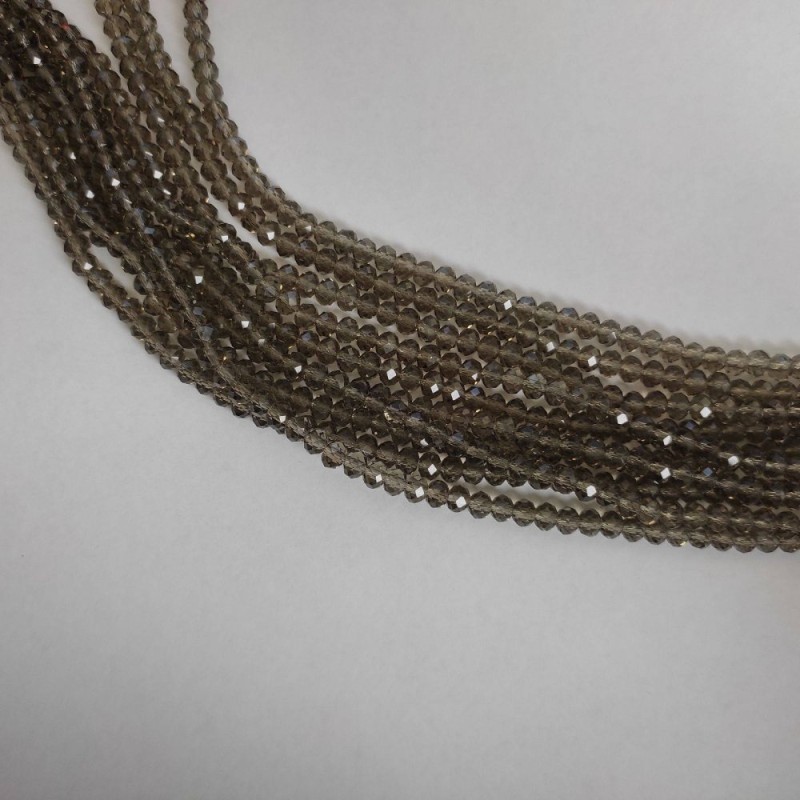 Czech Crystal Beads, Clear Champagne 'Rondelle', 6x4mm, thread, length 43cm +