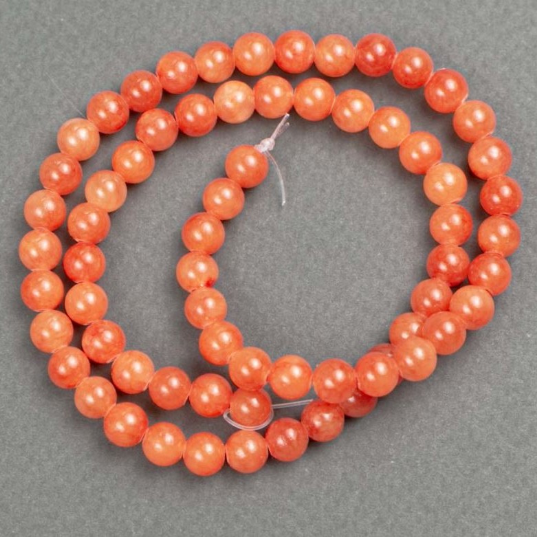 Citrine Beads on Thread (Acrylic), Smooth Beads, 6 mm diameter, 40 cm length