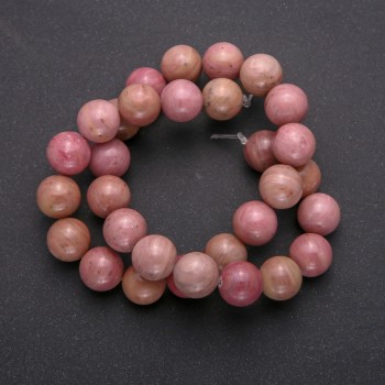 Natural Rhodonite Beads, Smooth Round Beads, 12–13 mm diameter, thread length about 38 cm