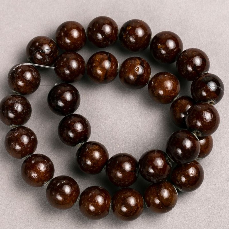 Beads 'Tiger Eye' (synthetic acrylic) on fishing line, smooth beads, diameter 14.5 mm, length 41 cm