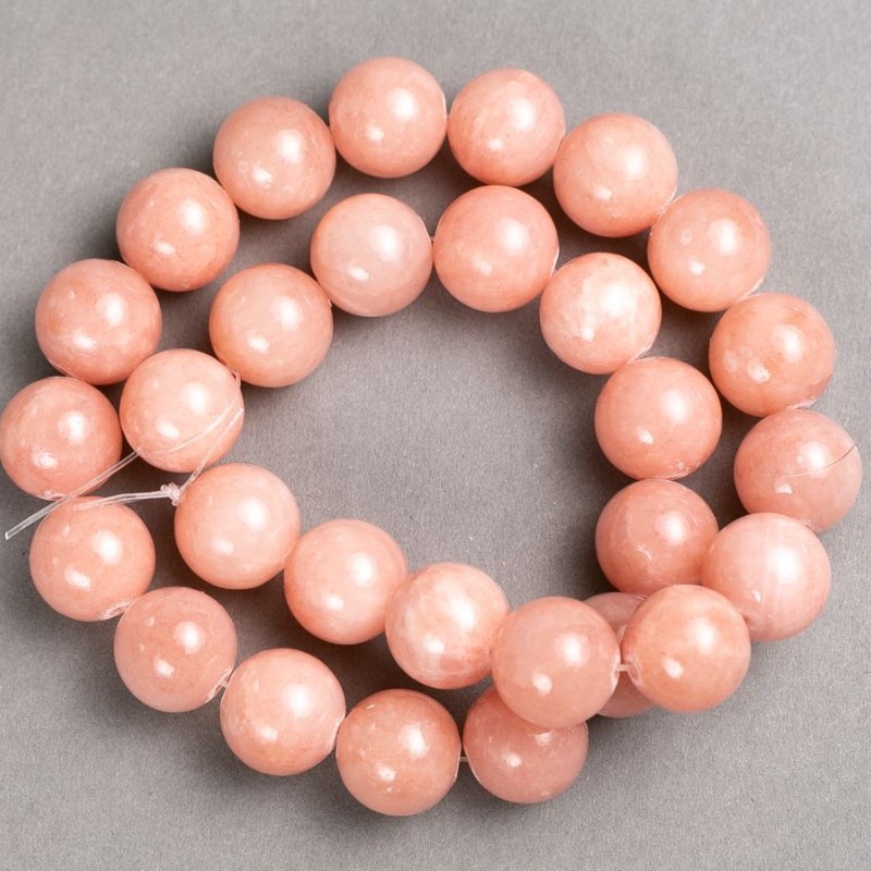 Beads on beading thread Pink Quartz (artificial acrylic) smooth ball, diameter 14mm ±, length 40cm ±