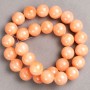 Beads 'Celestite' on fishing line (synthetic acrylic), smooth spheres, 14 mm diameter, about 39 cm long